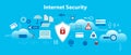 Modern flat design vector illustration, infographic concept of internet security, secure online and data protection