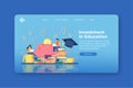 Modern Flat Design Vector Illustration. Investment In education Landing Page and Web Banner Template. Scholarship Student Loan