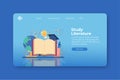 Modern flat design vector illustration. Study Literature Landing Page and Web Banner Template. Reading Book  Research  Study  Back Royalty Free Stock Photo