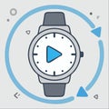 Replay Time Video Loop Watch Vector Icon Royalty Free Stock Photo