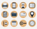 Modern flat icons collection, web design objects, business, finance, office and marketing items. Royalty Free Stock Photo