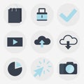 Modern flat icons collection, web design objects, business, finance, office and marketing items. Royalty Free Stock Photo