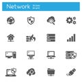 Modern flat icons set of cloud-based data services technology, global connectivity