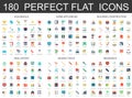 180 modern flat icons set of household, home appliances, building construction, real estate, design tools, insurance