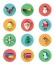 Modern flat icons set of Santa claus and Christmas Day Royalty Free Stock Photo