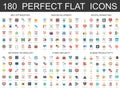 180 modern flat icons set of seo optimization, web development, digital marketing, network technology, cyber security