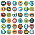 Modern flat icons vector collection with long shadow effect in stylish colors of web design objects, business, office and Royalty Free Stock Photo