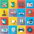 Modern flat icons vector collection with long shadow effect in stylish colors of web design objects, business, office and Royalty Free Stock Photo