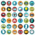 Modern flat icons vector collection with long shadow effect in stylish colors of web design objects, business, office Royalty Free Stock Photo