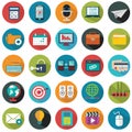 Modern flat icons vector collection with long shadow effect in stylish colors of web design objects, business, office Royalty Free Stock Photo