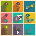 Modern flat icons vector collection with shadow economy money income