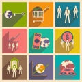 Modern flat icons vector collection with shadow money economy workers