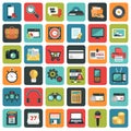 Modern flat icons vector collection in stylish colors of web design Royalty Free Stock Photo