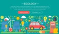 Modern flat infographic ecology concept. Green energy alternative fuel. Web header poster.