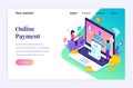 Modern flat isometric design concept of Online Payment  money transfer with characters Royalty Free Stock Photo