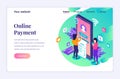Modern flat isometric design concept of Online Payment, money transfer with characters for website and mobile website. Landing Royalty Free Stock Photo