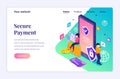 Modern flat isometric design concept of Secure Payment  money transfer protection with characters Royalty Free Stock Photo