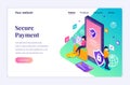 Modern flat isometric design concept of Secure Payment, money transfer protection with characters for website and mobile website. Royalty Free Stock Photo