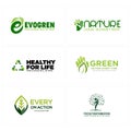 Modern flat line art leaf hand people healthy logo design Royalty Free Stock Photo