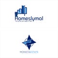 Modern flat line art real estate building logo design