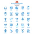 Modern Flat Line Color Icons- Education and Learning Royalty Free Stock Photo