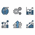 Artificial Intelligence and Business Growth Analytics Icons Set Royalty Free Stock Photo