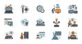 Modern Flat Line Icon Set for Technology, Software Development, and Engineering Royalty Free Stock Photo