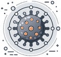 Modern flat line illustration of a virus cell or microbe for science and medicine concepts Royalty Free Stock Photo