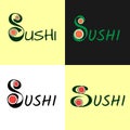 Modern flat logo for sushi, set, roll, japanise and asian food