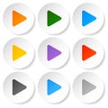 Modern flat play buttons with smooth gradients