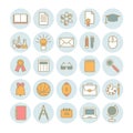 Collection of vector linear icons: school and education Royalty Free Stock Photo