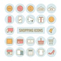 Collection of vector outline shopping icons Royalty Free Stock Photo