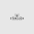 Modern flat silhouette STONE LOCK lock logo design