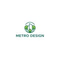 Modern flat simple design METRO DESIGN logo design