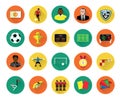 Modern flat soccer icons set with long shadow effect