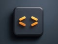 Modern flat-style IDE icon, dark charcoal background, dark-orange accent, minimalist design, stylized code brackets or editor Royalty Free Stock Photo