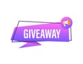 Modern flat style template with giveaway megaphone for banner design. Social media like icon concept. Vector Royalty Free Stock Photo