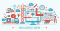 Modern Flat thin Line design Website building progress concept for web banner websites, presentation, flyer and poster.