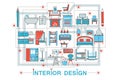 Modern Flat thin Line Interior art design concept for web banner website, presentation, flyer and poster.