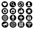 Modern flat UI icon set featuring popular interface elements like heart, search, and settings for digital projects and Royalty Free Stock Photo