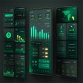 Modern flat user interface for mobile phone with infographics and charts. Vector illustration Royalty Free Stock Photo