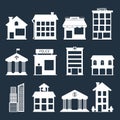 Modern flat vector buildings set.