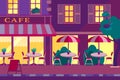Modern flat vector horizontal illustration. Outdoor cafe in the