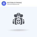 Backpack icon vector, filled flat sign, solid pictogram isolated on white, logo illustration. Backpack icon for Royalty Free Stock Photo