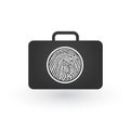 Modern flat vector icon of secured briefcase with circle fingerprint icon.