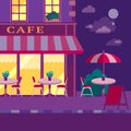 Modern flat vector illustration. Outdoor cafe in the european st