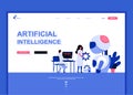 Modern flat web page design template concept of Artificial Intelligence decorated people character Royalty Free Stock Photo