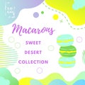 Modern flayer, poster with macarons. Abstract background. Royalty Free Stock Photo