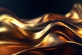 Modern floating golden fabric wave background. Generative AI