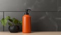 Modern floating soap dispenser mockup with copy space for branding and promotional designs